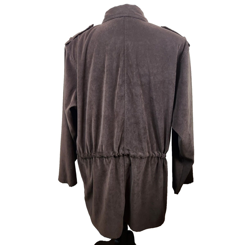 Denim & Co Moleskin Coat Womens Plus Sz 1X Brown 4 Pocket Button Front Jacket - Picture 3 of 16